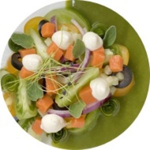 Greek salad gerecht bij sitting lunch