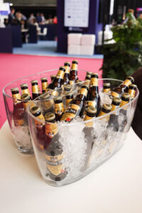 Beers in cooler with crushed ice